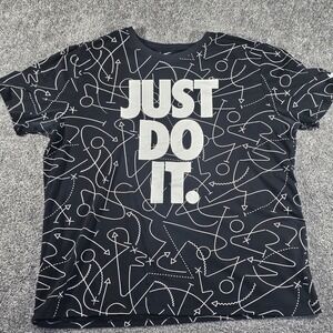 Nike Just Do It T Shirt Mens 2XL Black Playbook Graphic Dri-FIT Performance